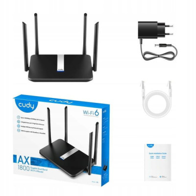 X6 Cudy Router WiFi do internetu dwuzakresowy 2.4Ghz 5.0Ghz GIGABITOWY LAN/WAN Wi-Fi 6 1800 Mb/s AX1800