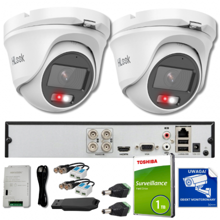 Zestaw monitoringu HiLook by Hikvision 3K 2x kamera analogowa HiLook TVICAM-T5M-20DL