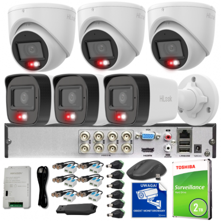 Zestaw monitoringu HiLook by Hikvision 8MPx 3x kamera analogowa HiLook TVI-T8M-20DL 3x kamera analogowa HiLook TVI-B8M-20DL