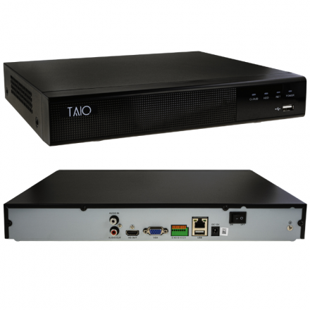 Rejestrator IP TAIO 16-kanałowy do 8MPx 2x slot HDD 10TB H.265+ NVR-16-8MP-F