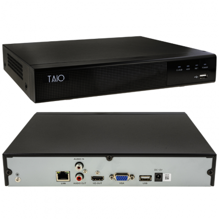 Rejestrator IP TAIO 16-kanałowy 4K do 8MPx 1x slot HDD 8TB H.265+ NVR-16-8MP-L