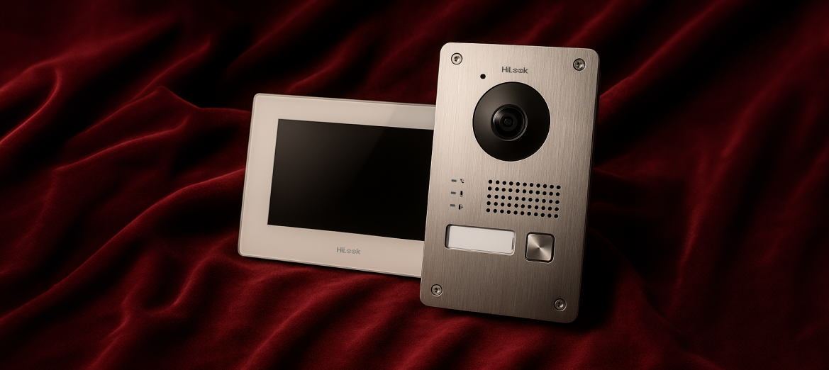 Wideodomofon HiLook HD-VIS-02-W na czerwonym tle