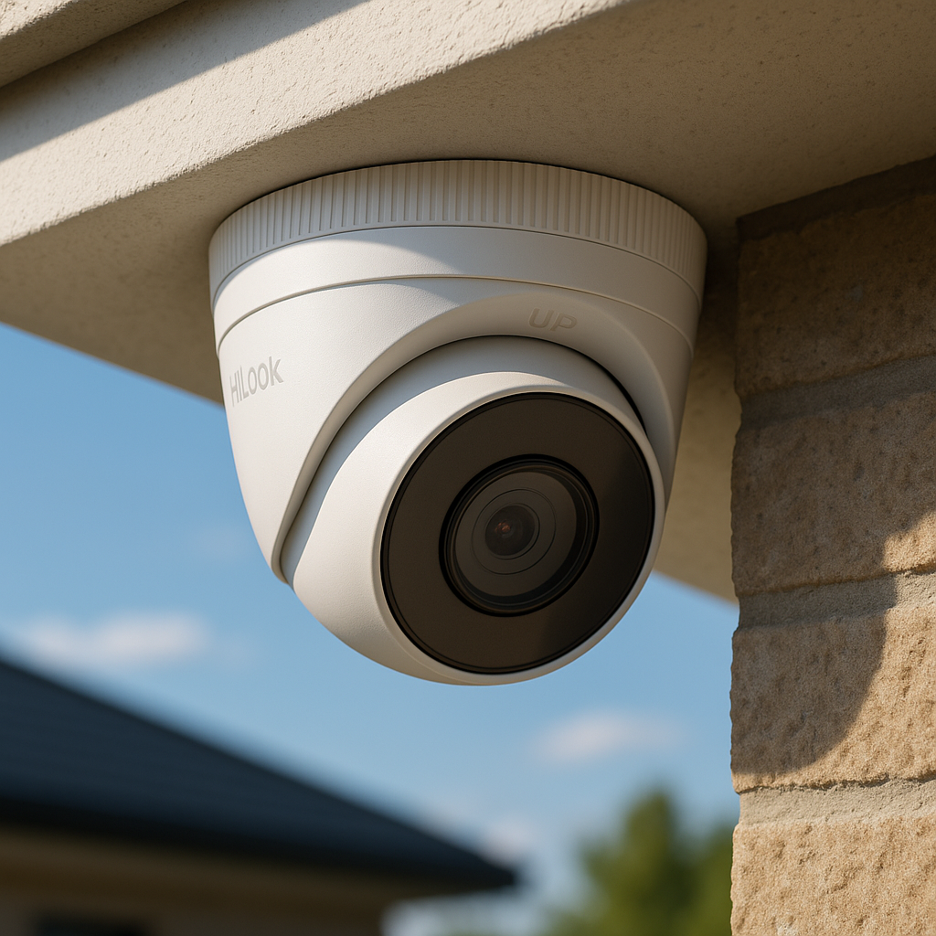 Kamera HiLook IPCAM-T2-P zawieszona na elewacji Kamera HiLook IPCAM-T2-P na elewacji