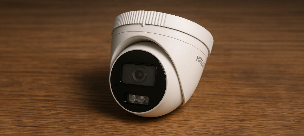 Kamera HiLook IPCAM-T6-30DL na drewnianym stole