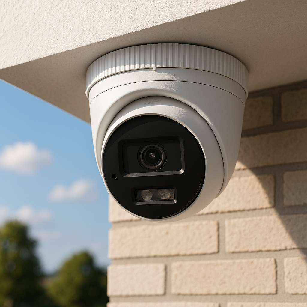 Kamera HiLook IPCAM-T6-30DL na elewacji Kamera HiLook IPCAM-T6-30DL zamontowana na elewacji budynku
