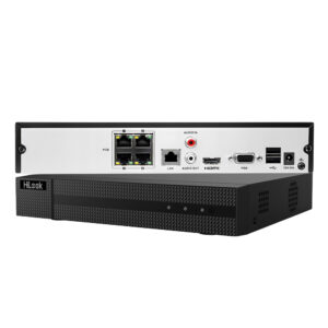 Rejestrator HiLook NVR-4CH-5MP/4P na białym tle
