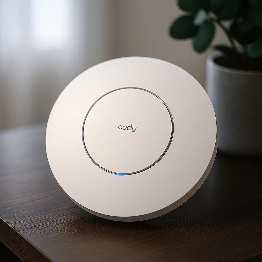 Punkt dostępu Cudy AP1300 położony na stole