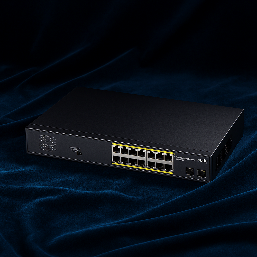 Switch Cudy GS1020PS2 na granatowym tle