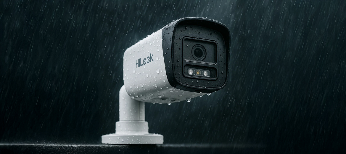 Kamera HiLook IPCAM-B8-30DL na deszczu