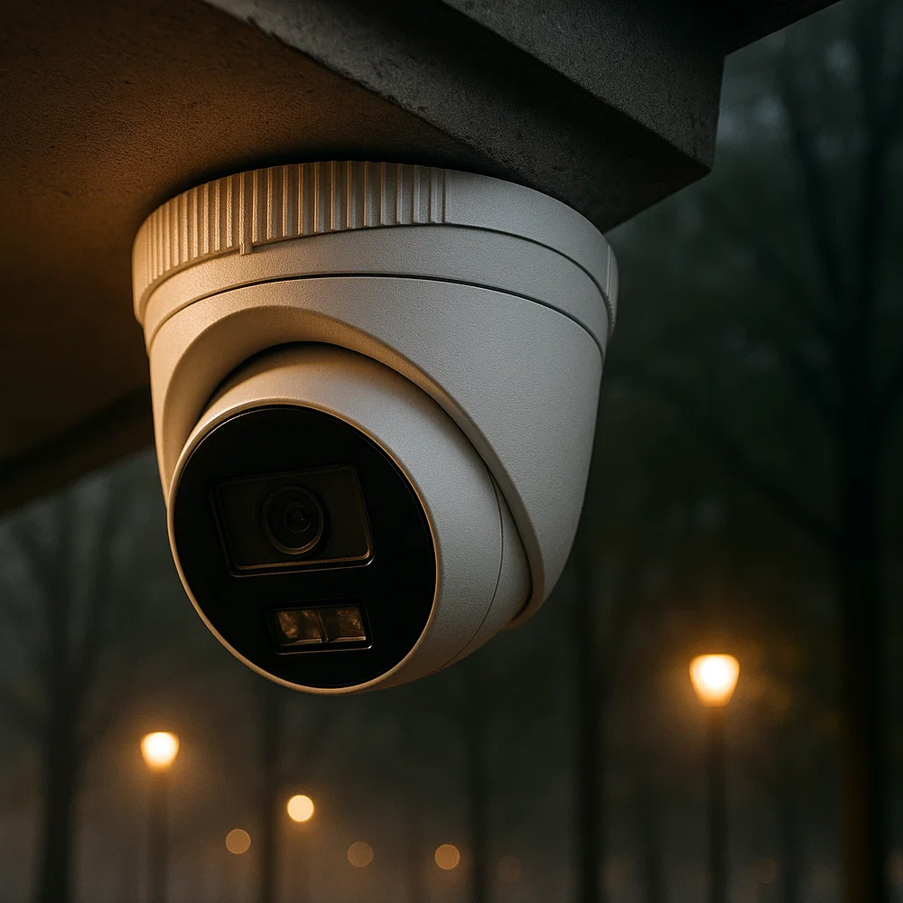 Kamera HiLook IPCAM-T8-30DL na elewacji domu Kamera HiLook IPCAM-T8-30DL zainstalowana na elewacji domu