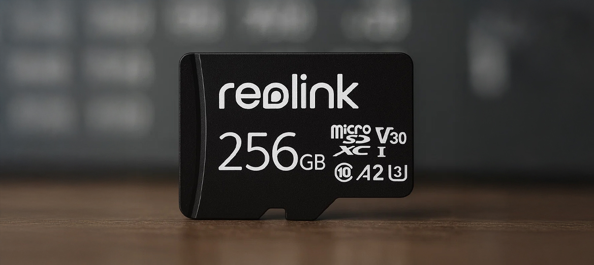 Karta pamięci 256GB Reolink na stole