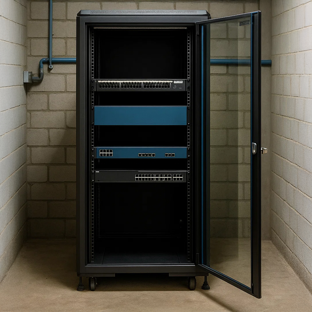 Otwarta szafa RACK 21U 600×600 eco stojąca RL-6621SRE w magazynie Szafa RACK 21U 600x600 eco stojąca RL-6621SRE w magazynie