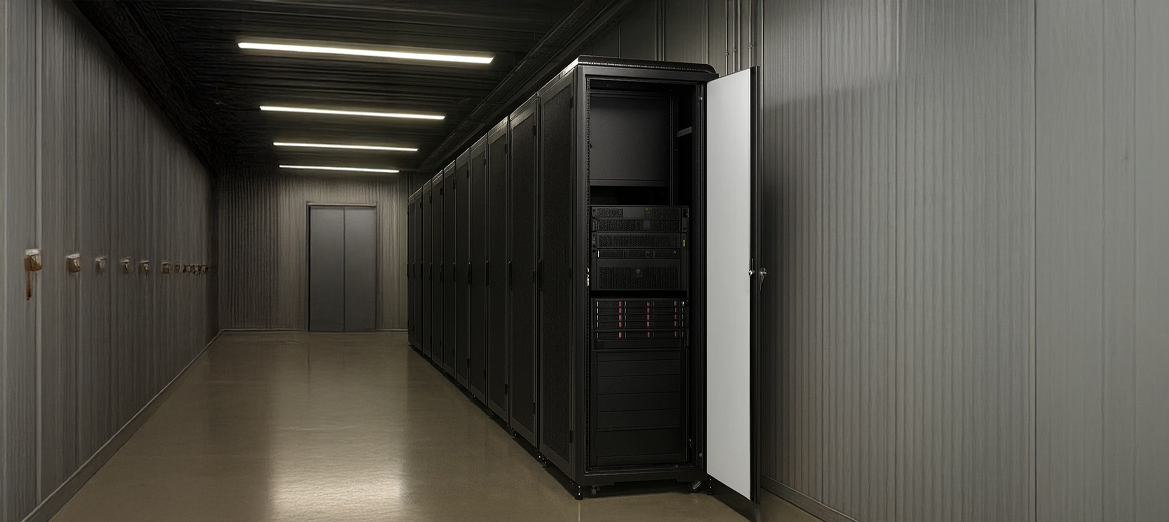 Szafa RACK 22U 600x600 stojąca RL-6622SR przy ścianie