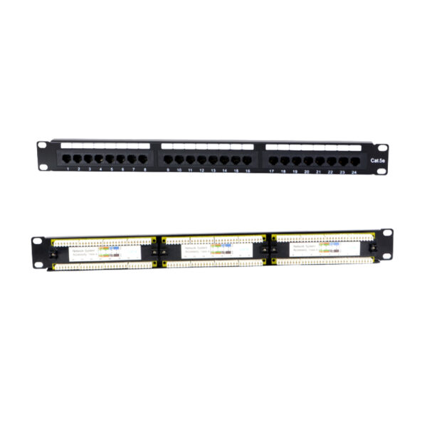 Patchpanel 24-portowy kat. 5e RL-PP2435E przód i tył