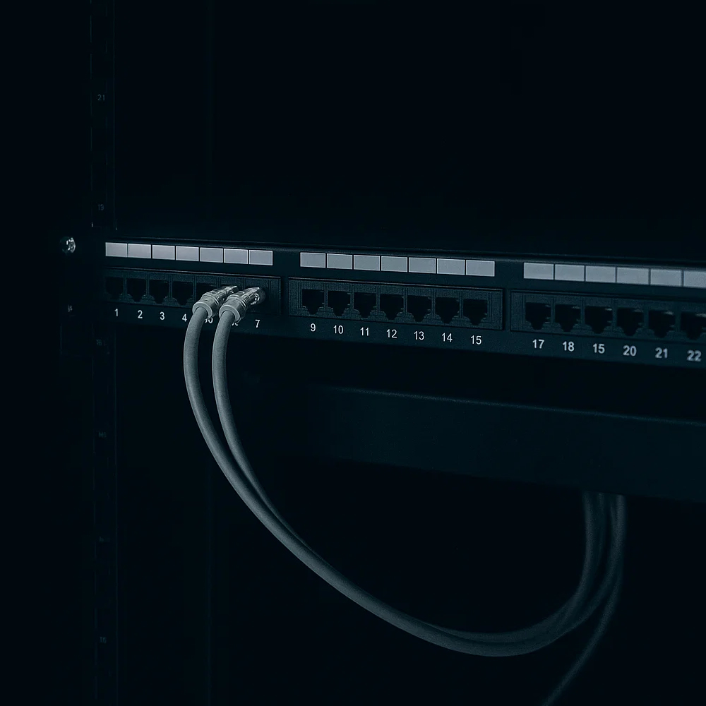 Patchpanel 24-portowy kat. 5e RL-PP2435E do szafy rack Patchpanel 24-portowy kat. 5e RL-PP2435E w szafie rack