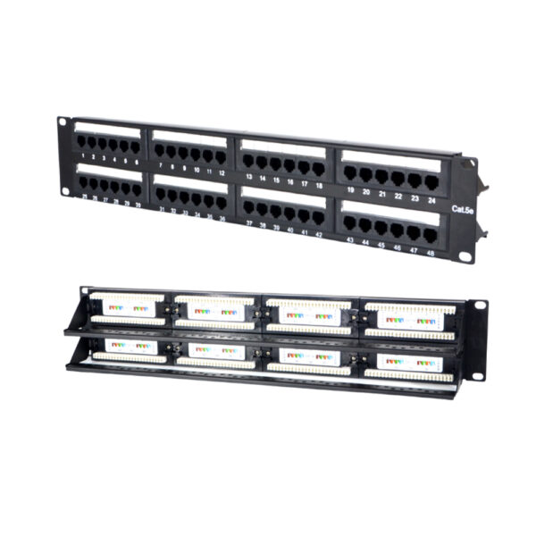 Patchpanel 48-portowy kat. 5e RL-PP4885E przód i tył