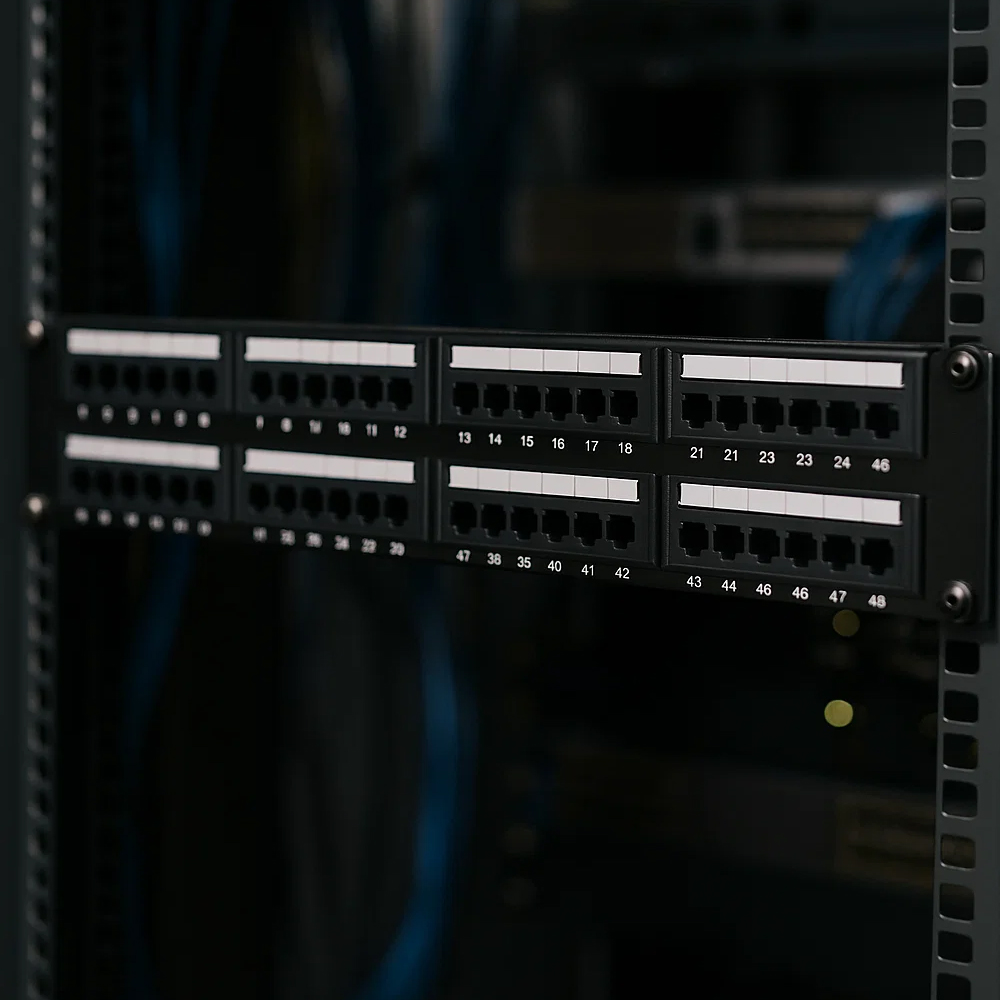 Patchpanel 48-portowy kat. 5e RL-PP4885E do szafy rack Patchpanel 48-portowy kat. 5e RL-PP4885E w szafie rack
