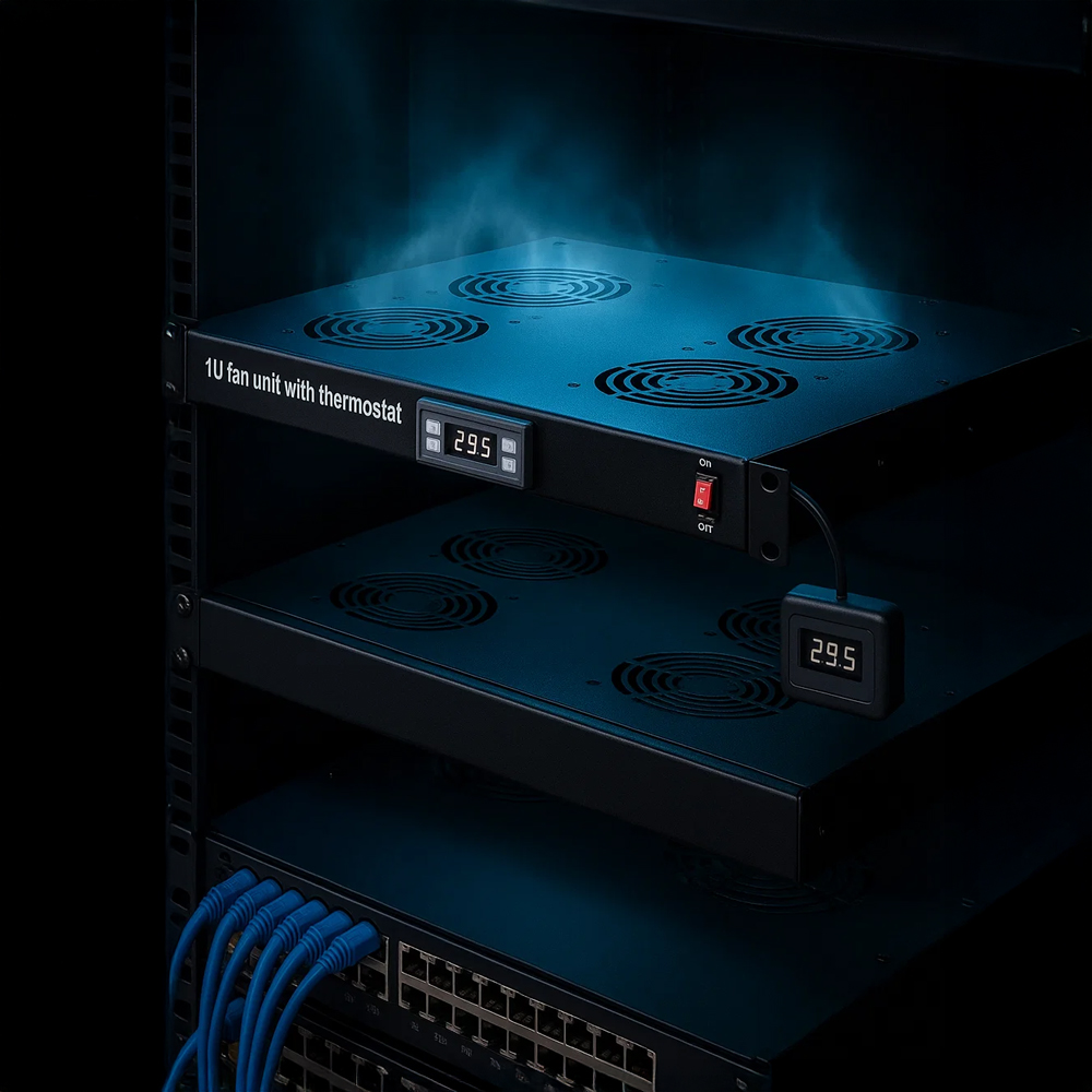 Panel 4 wentylatorów RL-WE604 w szafie rack Panel 4 wentylatorów RL-WE604 do szafy rack