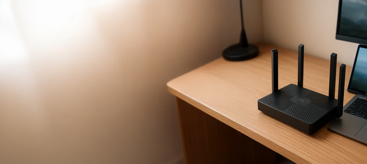 Router Cudy WR1500 na biurku