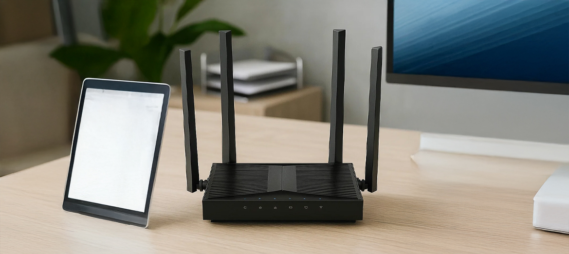 Router Cudy WR3600H leżący na biurku