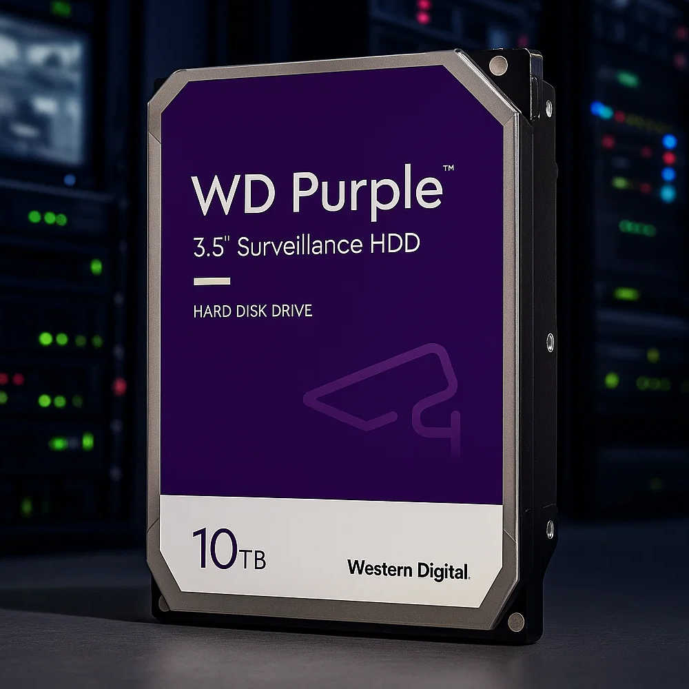 Dysk twardy WD Purple 10TB w tle serwerownia Dysk twardy WD Purple 10TB na tle serwerowni