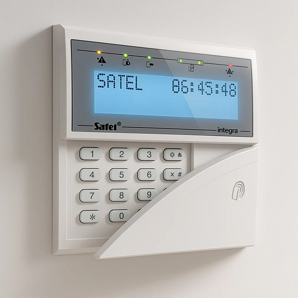 Manipulator Satel LCD INT-KLCDR-W na ścianie
