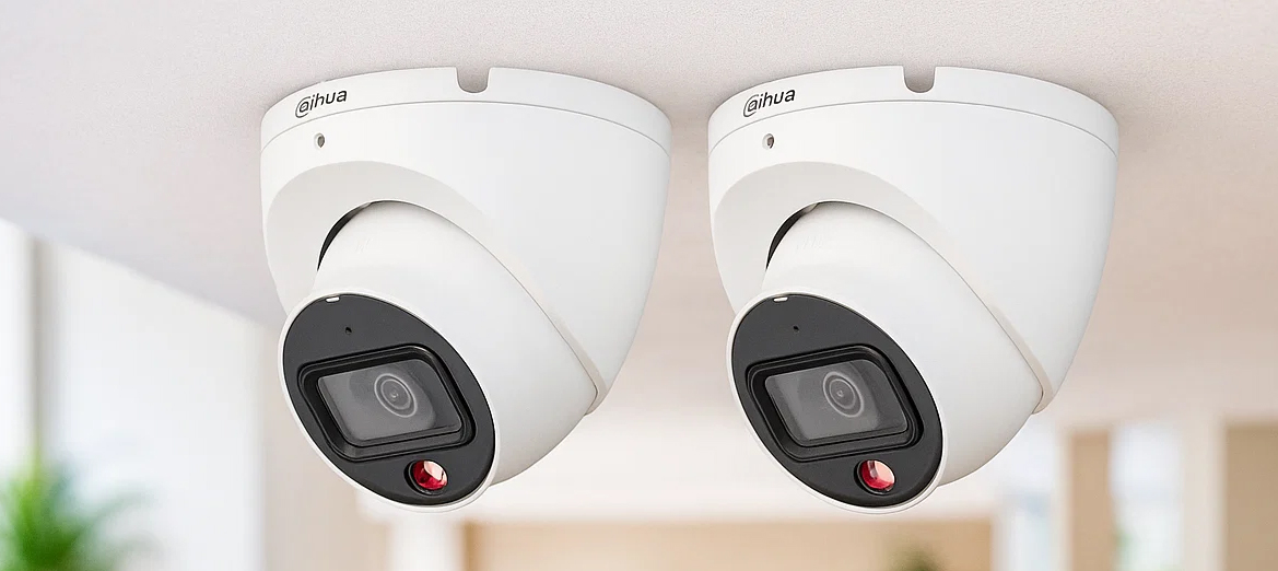 Zestaw monitoringu IP PoE Dahua 2 kamery zamontowane przy suficie