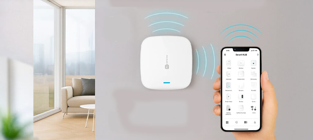Smart HUB Satel BE WAVE bez modułu GSM na ścianie