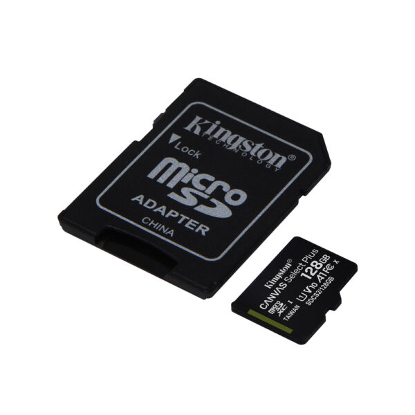 Karta pamięci 128GB Kingston na białym tle