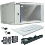 Zestaw Szafa RACK 6U 600x450 wisząca, szara + akcesoria RL-4506WRE-G Racktel