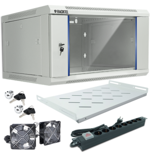 Zestaw Szafa RACK 6U 600x450 wisząca, szara + akcesoria RL-4506WRE-G Racktel