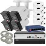 Zestaw monitoringu Dahua IP PoE 4x IPC-HFW1639TC-A-IL-0280B z rejestratorem switchem i puszkami montażowymi