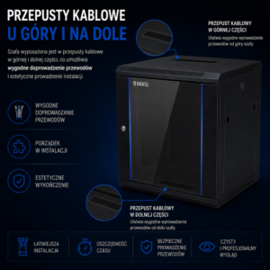 Szafa rackowa Racktel z przepustami kablowymi