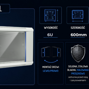 Szafa Rack 6U Racktel 19 cali do monitoringu