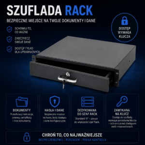 szafa rack z szufladą rack 2u do montażu