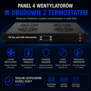 Szafa rackowa z panelem wentylatorów z termostatem