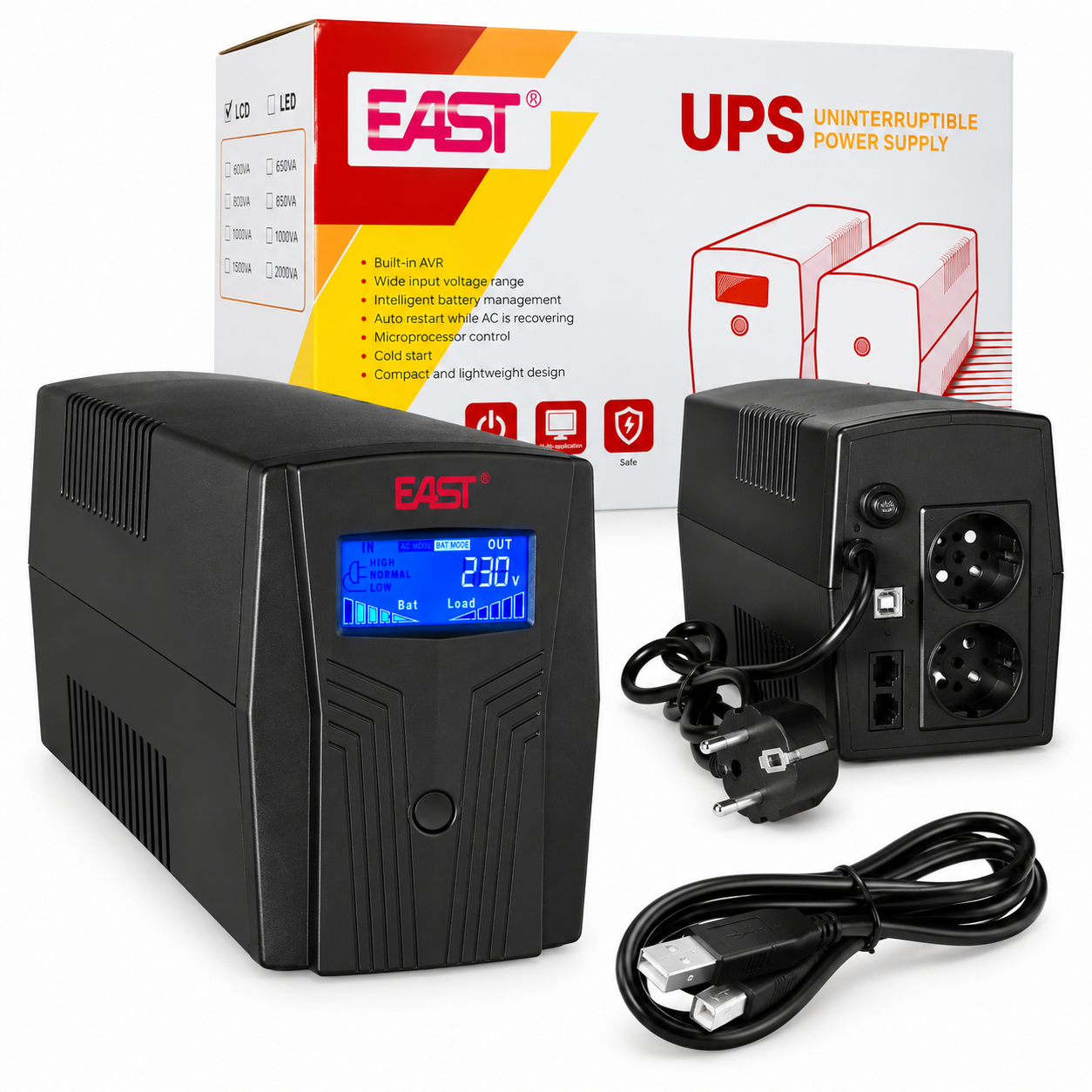 Zasilacz-UPS-EAST-UPST650VAL-LCD-do-zasilania-awaryjnego ups zasilacz awaryjny do domu i komputera