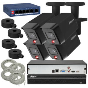 Zestaw do monitoringu Dahua 4 kamery IPC-HFW1639TC-A-IL-0280B-S6-BLACK kompletny zestaw monitoringu do domu