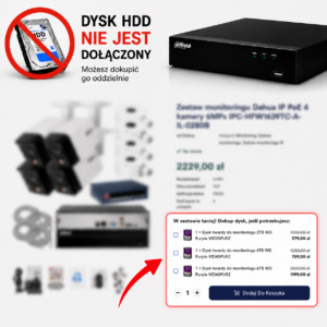 Zestaw do monitoringu IP Dahua filmik dobór dysku