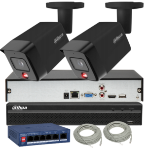 Monitoring Dahua 8MPx 2 kamery czarne IPC-HFW1839TC-A-IL-0280B-S6-BLACK