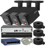 Zestaw monitoriungu Dahua 3 kamery IPC-HFW1639TC-A-IL-0280B-S6-BLACK kompletny monitoring zewnętrzny domu