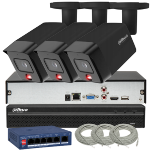 Monitoring Dahua 8Mpx 3 kamery czarne IPC-HFW1839TC-A-IL-0280B-S6-BLACK