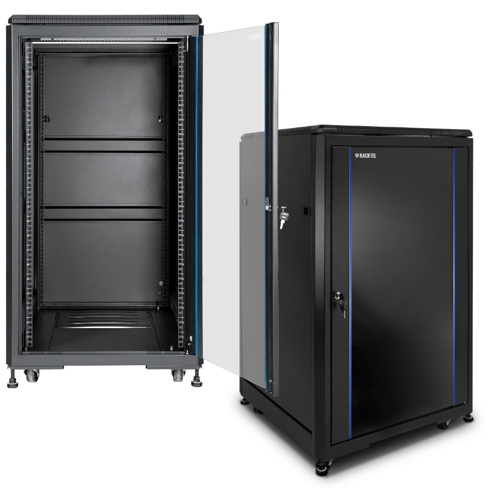 Szafa Rack 18U 600x600 Racktel RL-6818SR skosem i przodem