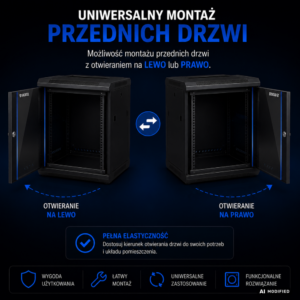 Szafa Rack 22U 600x800 Racktel RL-6822SR przekładane drzwi