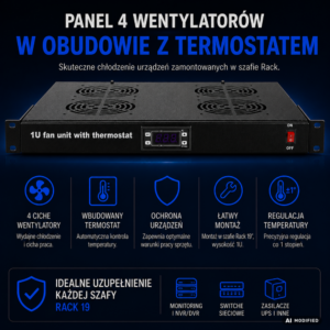 Szafa Rack 42U 600x600 Racktel RL-6642SR panel wentylatorów