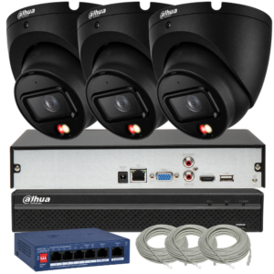 Zestaw monitoringu Dahua 3 kamery 8MPx IPC-HDW1839T-A-IL-0280B-S6-BLACK