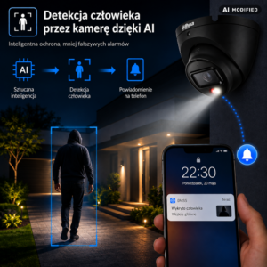 Zestaw monitoringu Dahua 3 kamery 8MPx IPC-HDW1839T-A-IL-0280B-S6-BLACK detekcja człowieka