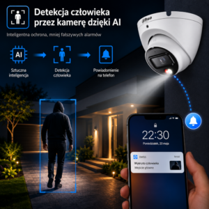 Zestaw monitoringu Dahua 3 kamery 8MPx IPC-HDW1839T-A-IL-0280B-S6 detekcja człowieka