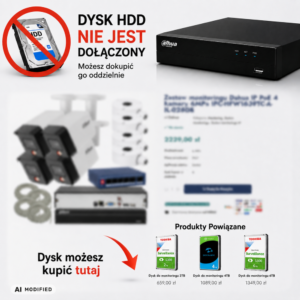 Zestaw monitoringu Dahua 4 kamery 8MPx IPC-HDW1839T-A-IL-0280B-S6 dobór dysku